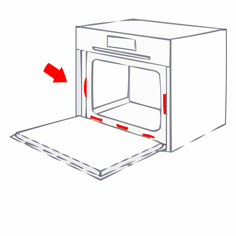 Aufkleberposition bei Backöfen