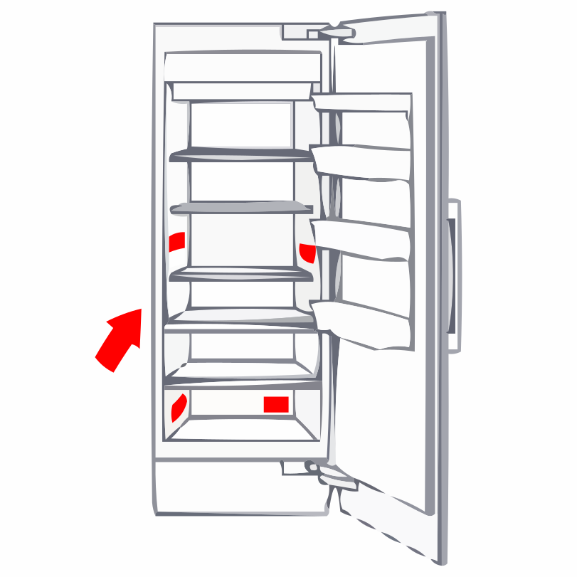 Aufkleberposition bei Kühlschränken und Gefrierschränken