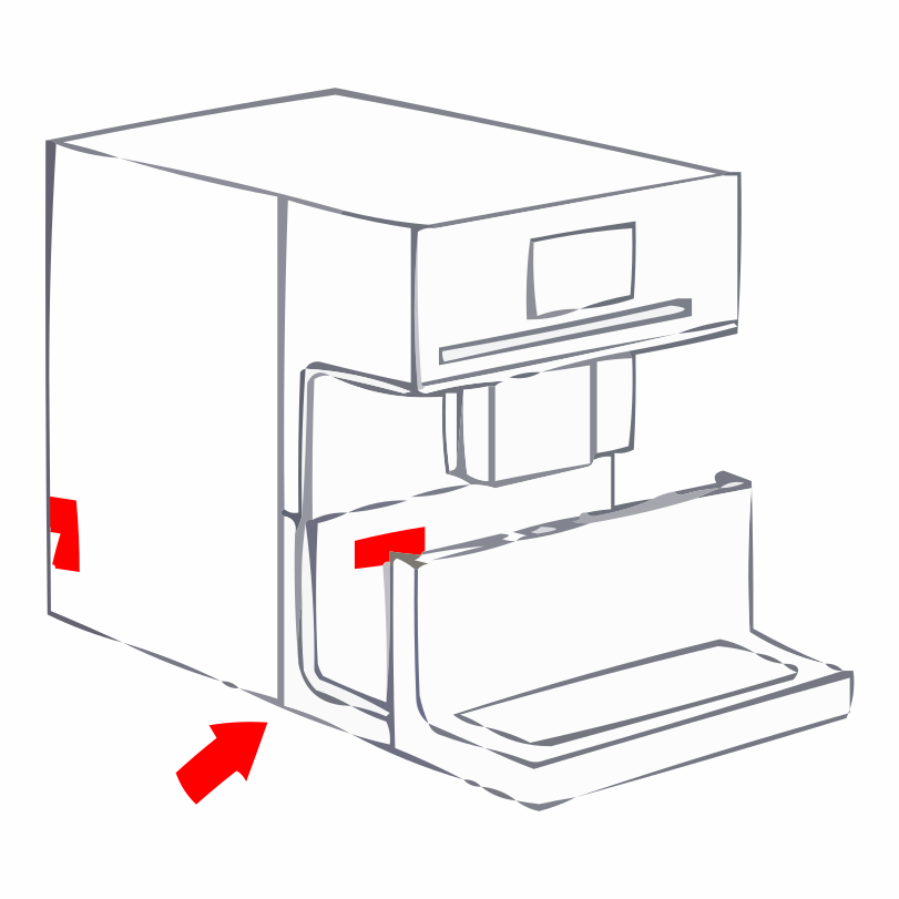 Aufkleberposition bei Kaffeevollautomaten